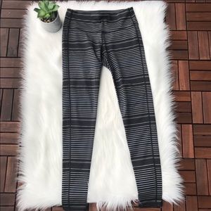 Athleta Black and Gray Stripped Leggings